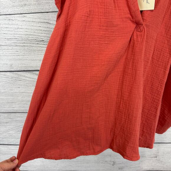 Universal Thread Plus Size Rust Coral Short Sleeve Gauze Blouse Size 1X - Picture 4 of 6